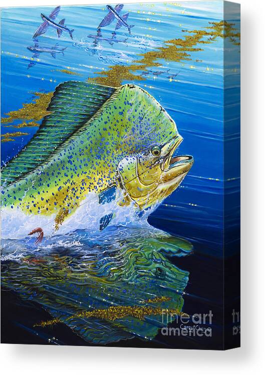 Bull Dolphin Canvas Print featuring the painting Bull Reflection Off0032 by Carey Chen