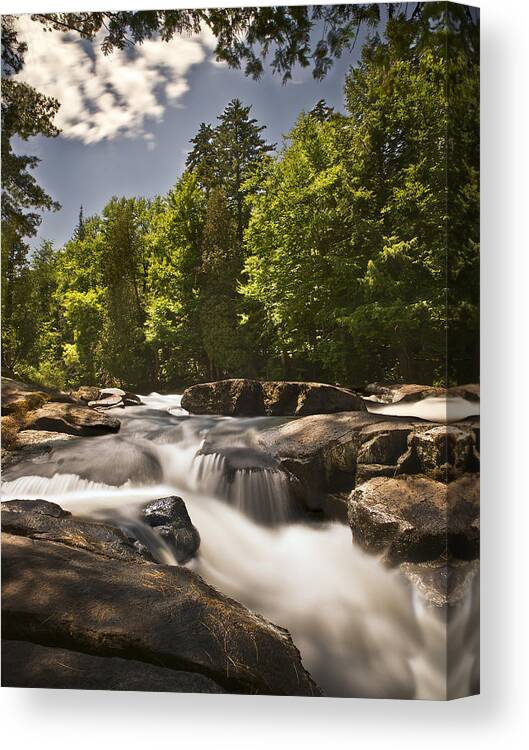  Falls; Upstream; Adirondack Mountains; Long Lake Ny; Buttermilk Falls Canvas Print featuring the photograph Buttermilk Falls Upstream by Michael Pyle