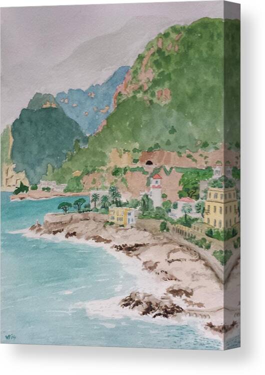 Cap D'ail Canvas Print featuring the painting Cap d'Ail after the Storm by Vera Smith