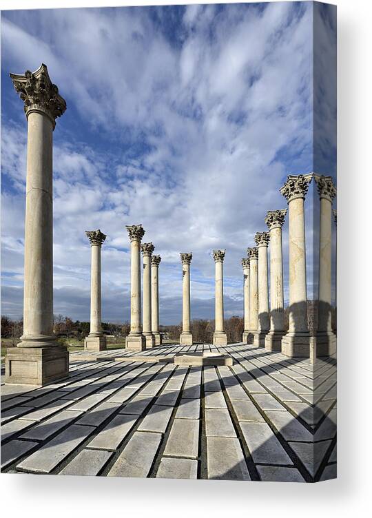 capitol Columns Canvas Print featuring the photograph Capitol Columns - National Arboretum by Brendan Reals