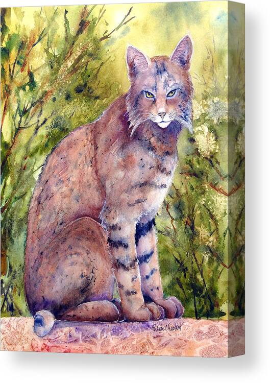 Bobcat Canvas Print featuring the painting Cat-r-Walling by Renee Chastant
