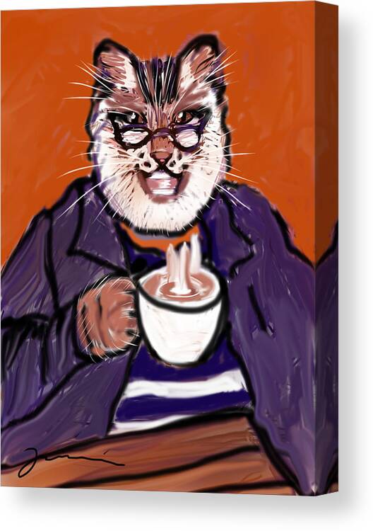 Cat Canvas Print featuring the painting Caturday by Jean Pacheco Ravinski