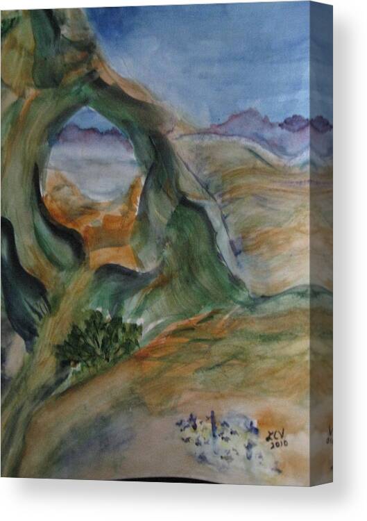 Cave Canvas Print featuring the painting Cave in the Desert by Lucille Valentino