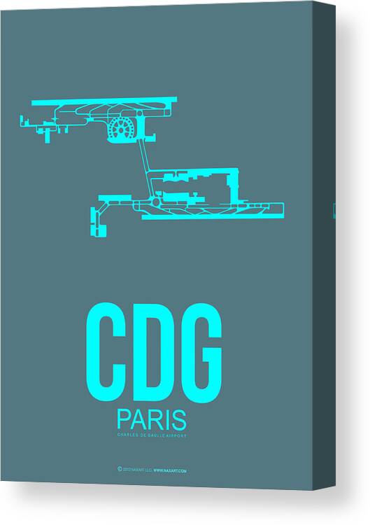 Paris Canvas Print featuring the digital art CDG Paris Airport Poster 1 by Naxart Studio