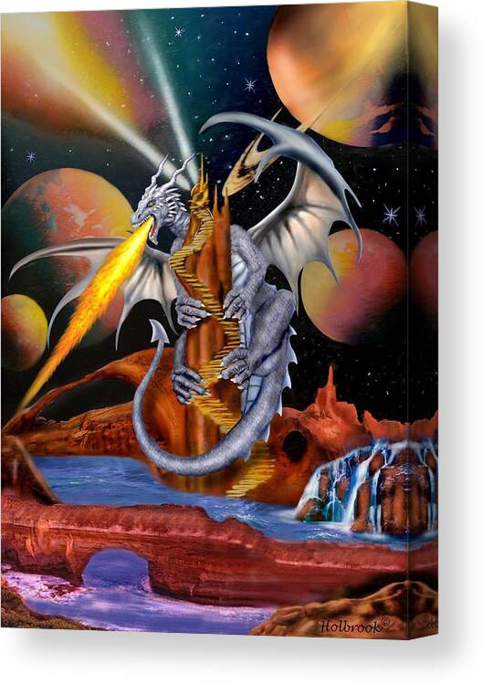 Dragon Canvas Print featuring the digital art Celestian Dragon by Glenn Holbrook