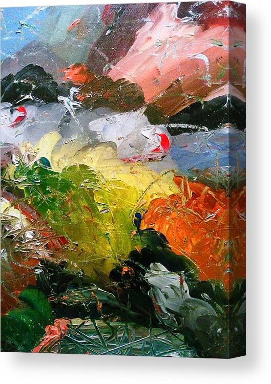 Abstract Art Canvas Print featuring the painting Chaotic Composition by Ray Khalife