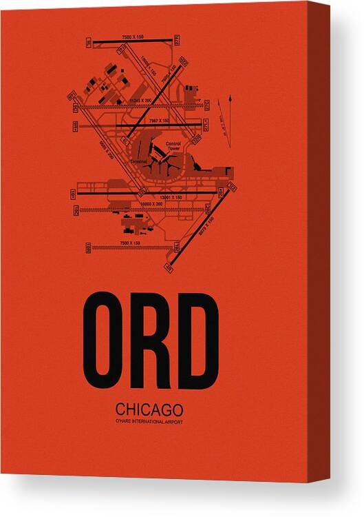 Chicago Canvas Print featuring the digital art Chicago Airport Poster 1 by Naxart Studio