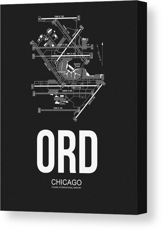 Chicago Canvas Print featuring the digital art Chicago Airport Poster by Naxart Studio