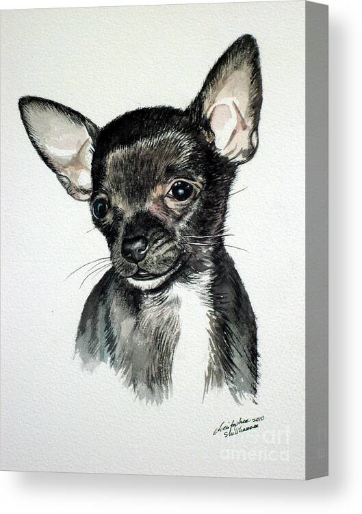 Dog Canvas Print featuring the painting Chihuahua black 2 by Christopher Shellhammer