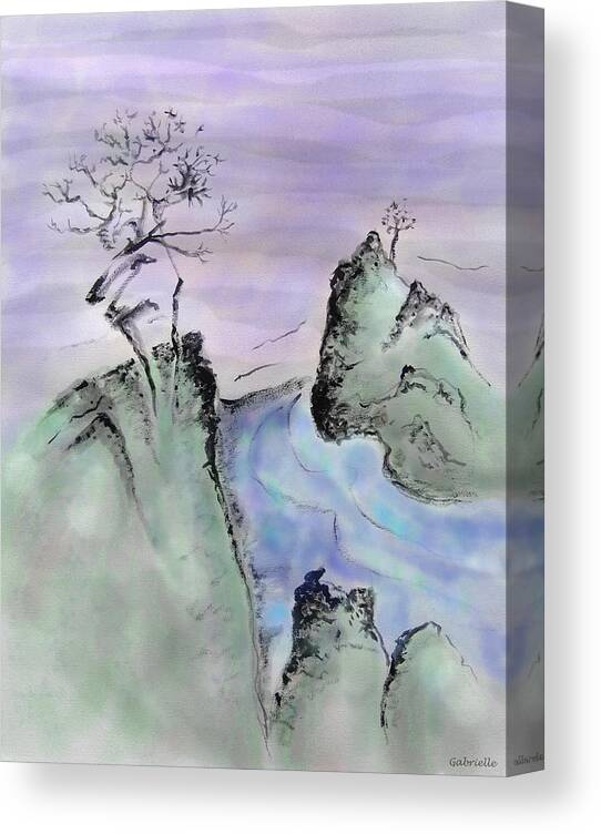 Gabrielle Marie Canvas Print featuring the painting Chinese Landscape by Gabrielle Marie