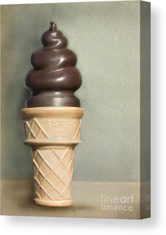 Ice Cream Canvas Print featuring the digital art Chocolate dipped cone by Cindy Garber Iverson