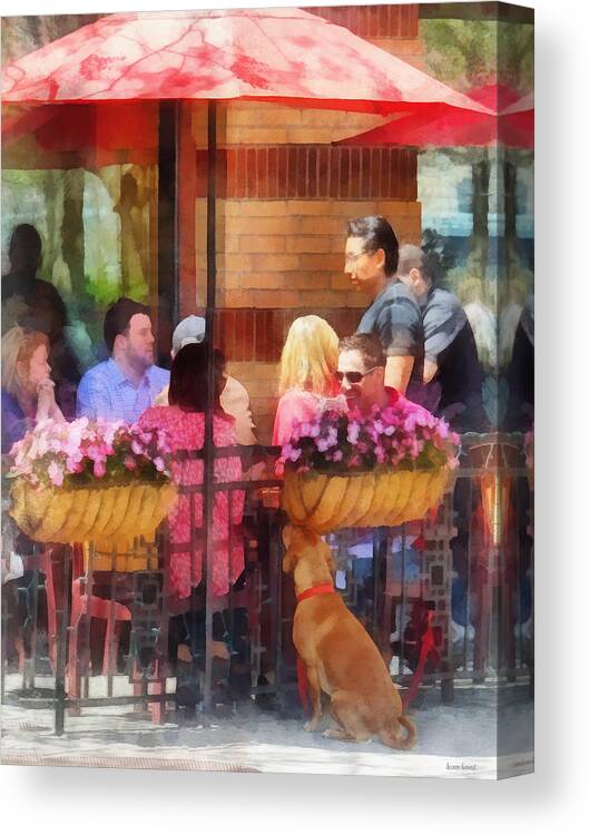 Cafe Canvas Print featuring the photograph Hoboken NJ - Dog Waiting by Cafe by Susan Savad