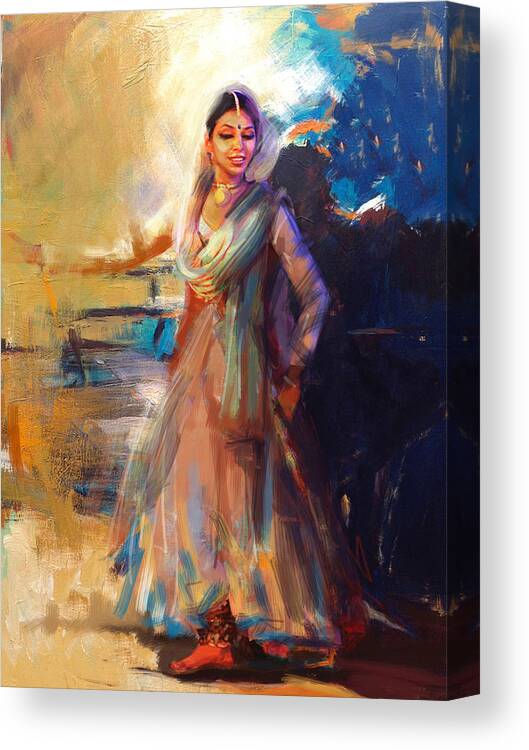 Zakir Canvas Print featuring the painting Classical Dance Art 5 by Maryam Mughal