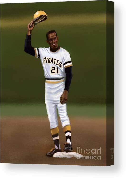 Roberto Clemente Canvas Print featuring the digital art Clemente's 3000th Hit by Jeremy Nash