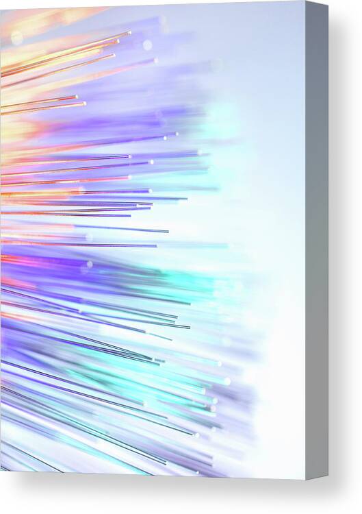 White Background Canvas Print featuring the photograph Close Up Of Colorful Optic Fibers by Andrew Brookes