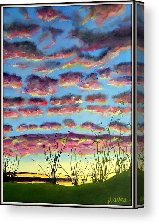 Clouds At Sunset Painting Canvas Print featuring the painting Clouds at Sunset by Deborah Naves