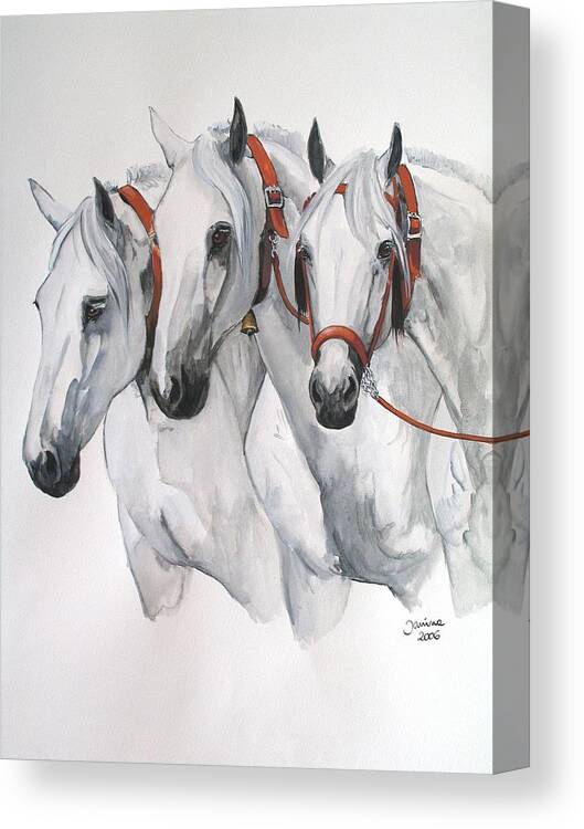 Horse Original Painting Canvas Print featuring the painting Cobra de Tres Yeguas by Janina Suuronen