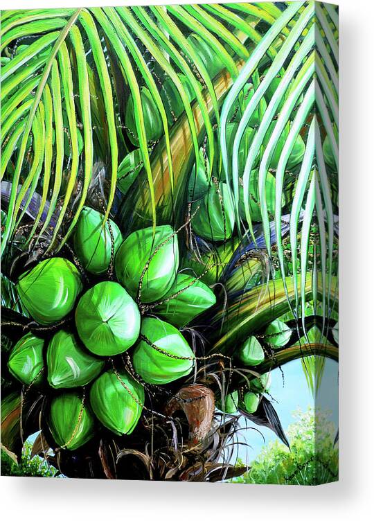Tropical Tree Canvas Print featuring the painting Coconut Tree  Sold by Karin Dawn Kelshall- Best