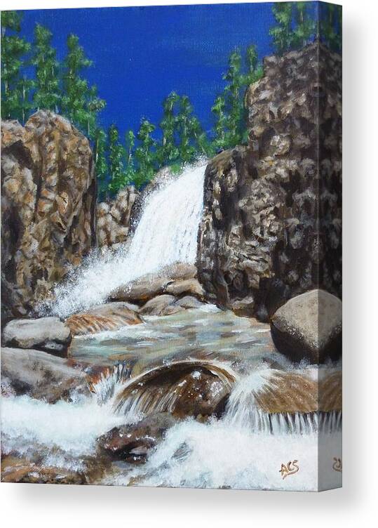 Colorado Waterfall Canvas Print featuring the painting Colorado by Amelie Simmons