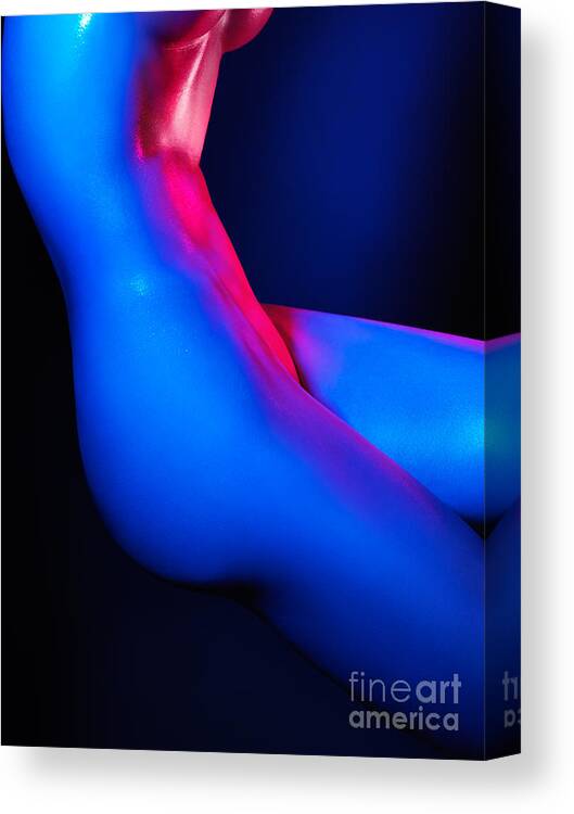 Nude Canvas Print featuring the photograph Colorful bodyscape nude woman body by Maxim Images Exquisite Prints