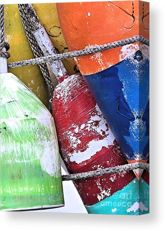 Buoys Canvas Print featuring the photograph Colorful Buoys by Janice Drew