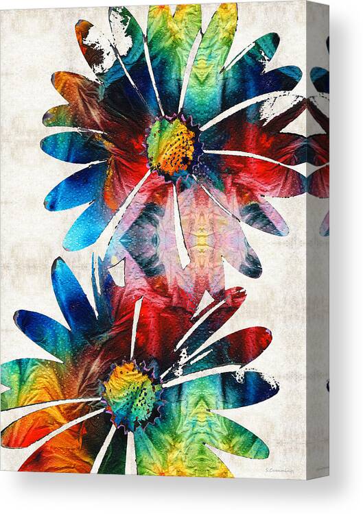 Daisy Canvas Print featuring the painting Colorful Daisy Art - Hip Daisies - By Sharon Cummings by Sharon Cummings