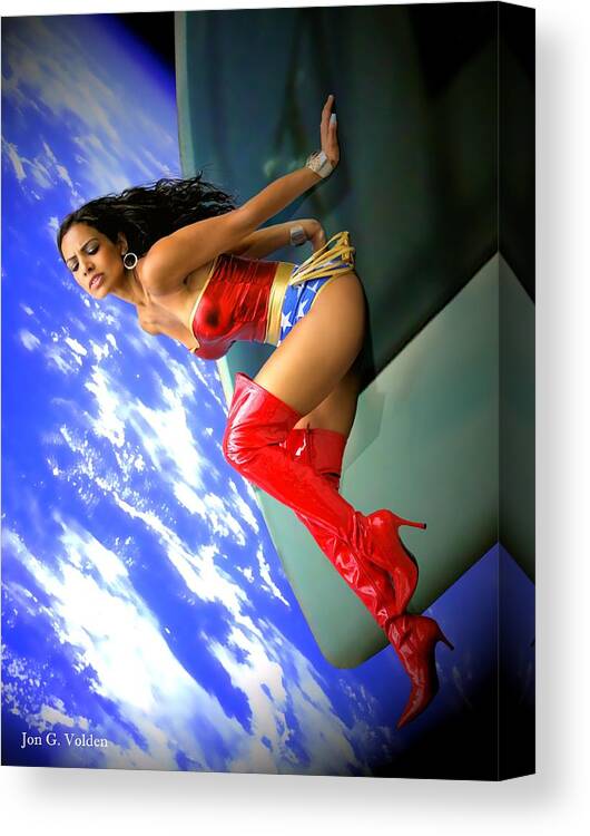 Wonder Woman Canvas Print featuring the photograph Controlled ReEntry by Jon Volden