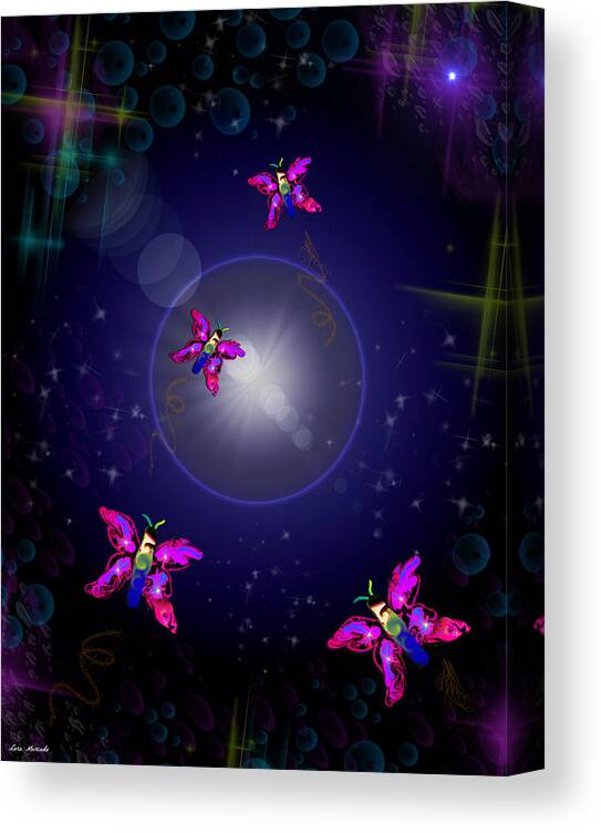 Butterflies Canvas Print featuring the digital art Cosmic Butterflies by Lora Mercado