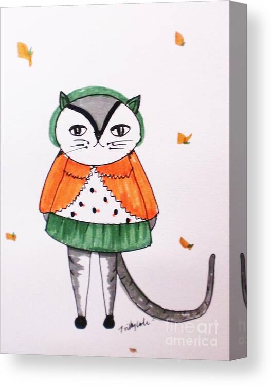 Kitty Canvas Print featuring the painting Costume for the Season by Trilby Cole