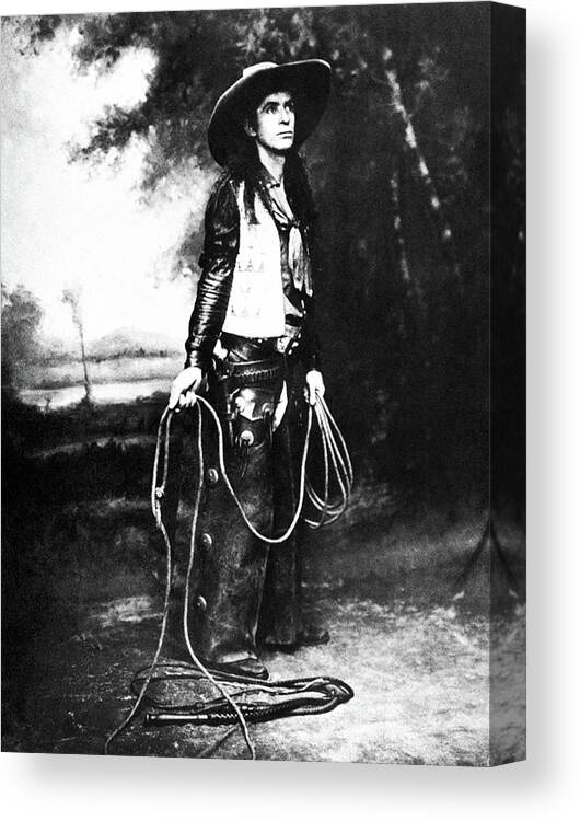 1880 Canvas Print featuring the photograph Cowboy, C1880 by Granger