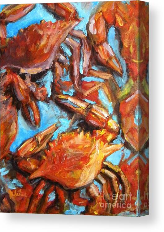 Crab Canvas Print featuring the painting Crab Pile by JoAnn Wheeler