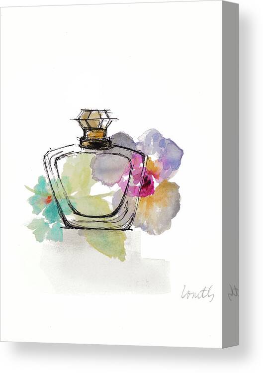 Crystal Canvas Print featuring the painting Crystal Watercolor Perfume I by Lanie Loreth