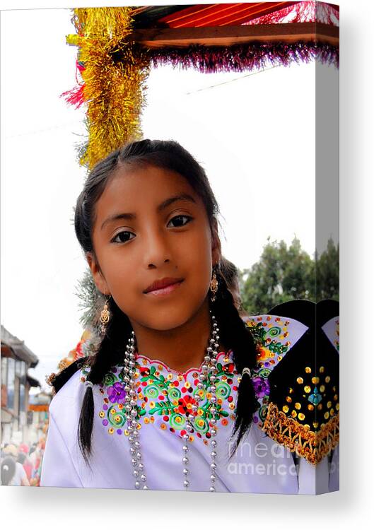 Girl Canvas Print featuring the photograph Cuenca Kids 463 by Al Bourassa