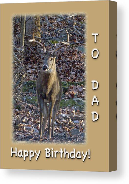 Dad Canvas Print featuring the photograph Dad Birthday Greeting Card - Whitetail Deer Buck by Carol Senske
