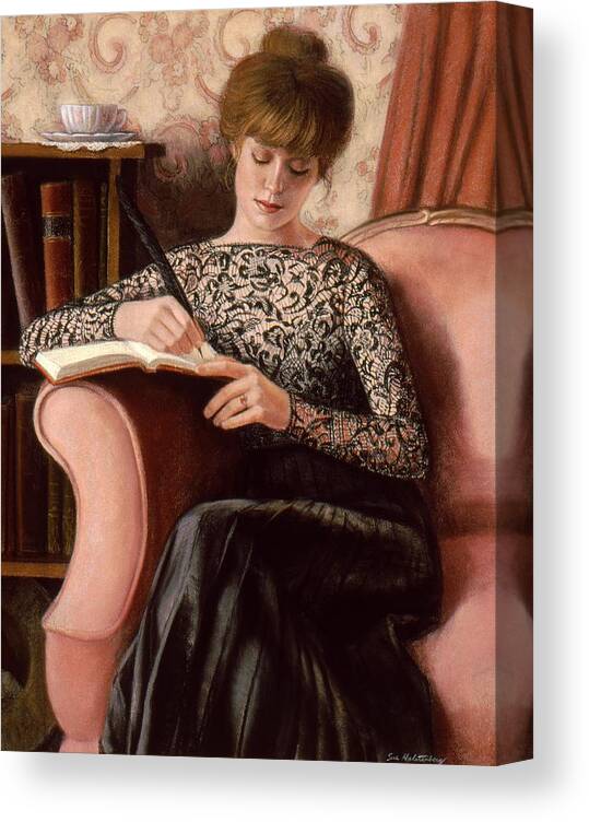 Victorian Lady Canvas Print featuring the painting Dear Diary by Sue Halstenberg