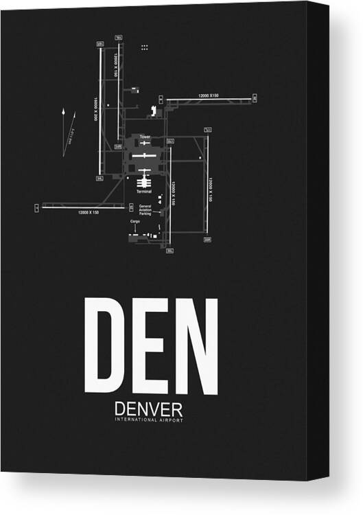 Denver Canvas Print featuring the digital art Denver Airport Poster 1 by Naxart Studio