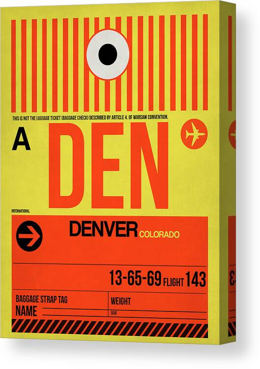 Denver Canvas Print featuring the digital art Denver Airport Poster 3 by Naxart Studio