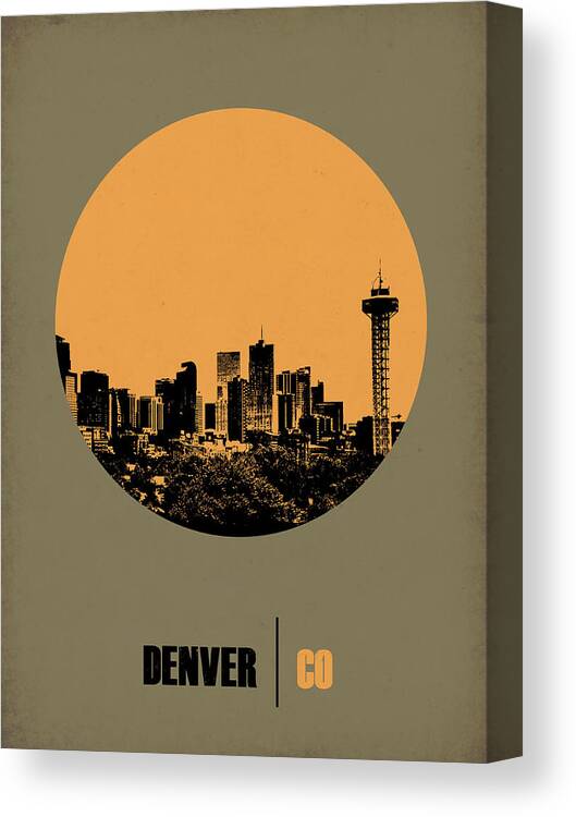 Denver Canvas Print featuring the digital art Denver Circle Poster 2 by Naxart Studio