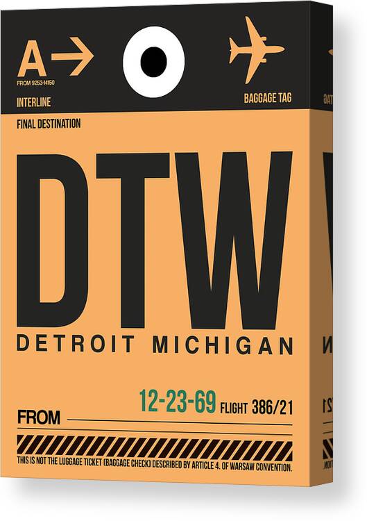 Detroit Canvas Print featuring the digital art Detroit Airport Poster 1 by Naxart Studio