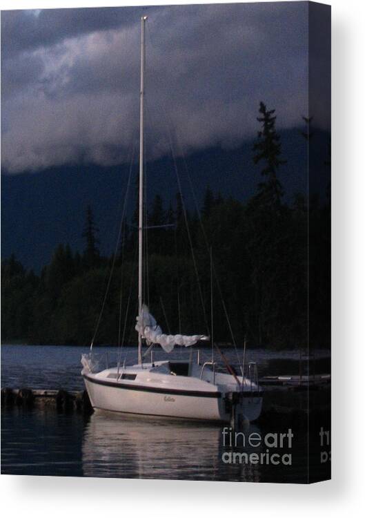 Night Canvas Print featuring the photograph Docked For The Night by Vivian Martin