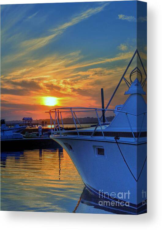Sunset Canvas Print featuring the photograph Dockside Sunset by Kathy Baccari