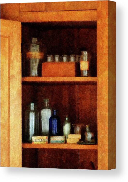 Druggist Canvas Print featuring the photograph Doctor - Medicine Chest with Asthma Medication by Susan Savad