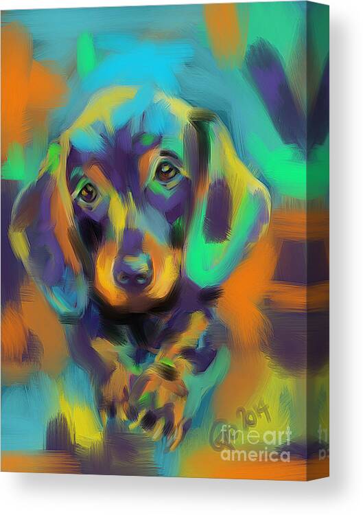 Dog Canvas Print featuring the painting Dog Bobby by Go Van Kampen