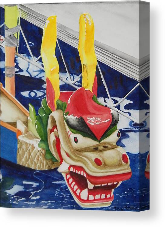 Terry Honstead Canvas Print featuring the painting Dragon Boat by Terry Honstead