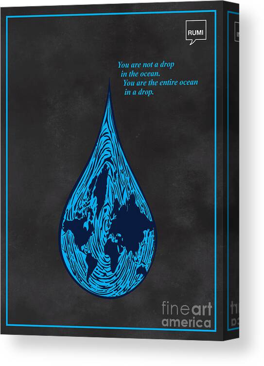 Minimalist Quote Canvas Print featuring the painting Drop in the Ocean by Sassan Filsoof