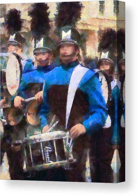 Band Canvas Print featuring the photograph Drummers by Susan Savad