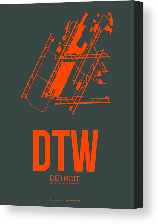  Canvas Print featuring the digital art DTW Detroit Airport Poster 3 by Naxart Studio