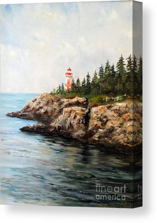 East Quoddy Head Light Canvas Print featuring the painting East Quoddy Head Light by Lee Piper