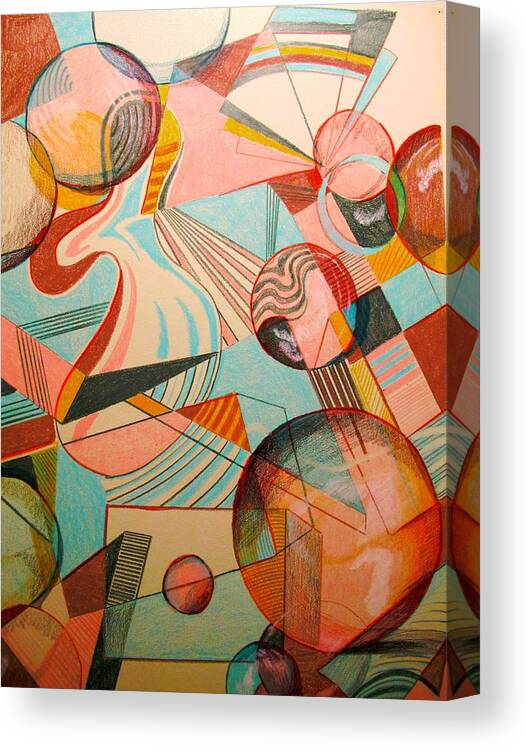 Abstract Canvas Print featuring the drawing Elements by John Duplantis