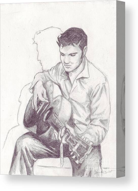 Elvis Presley Canvas Print featuring the drawing Elvis Sketch by Samantha Geernaert